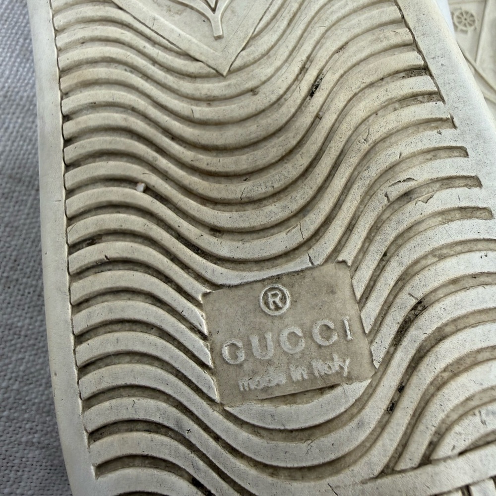 Gucci White Leather Sneakers with Green & Red Web Stripe - Picture 7 of 9